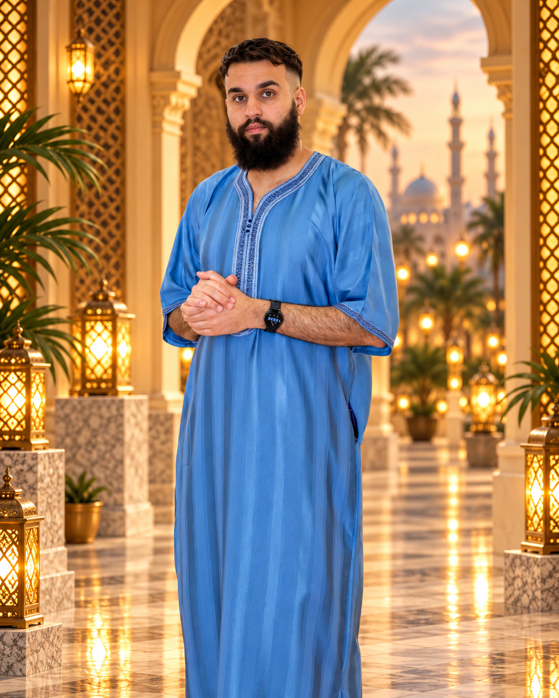 Dusty Blue Moroccan Thobe