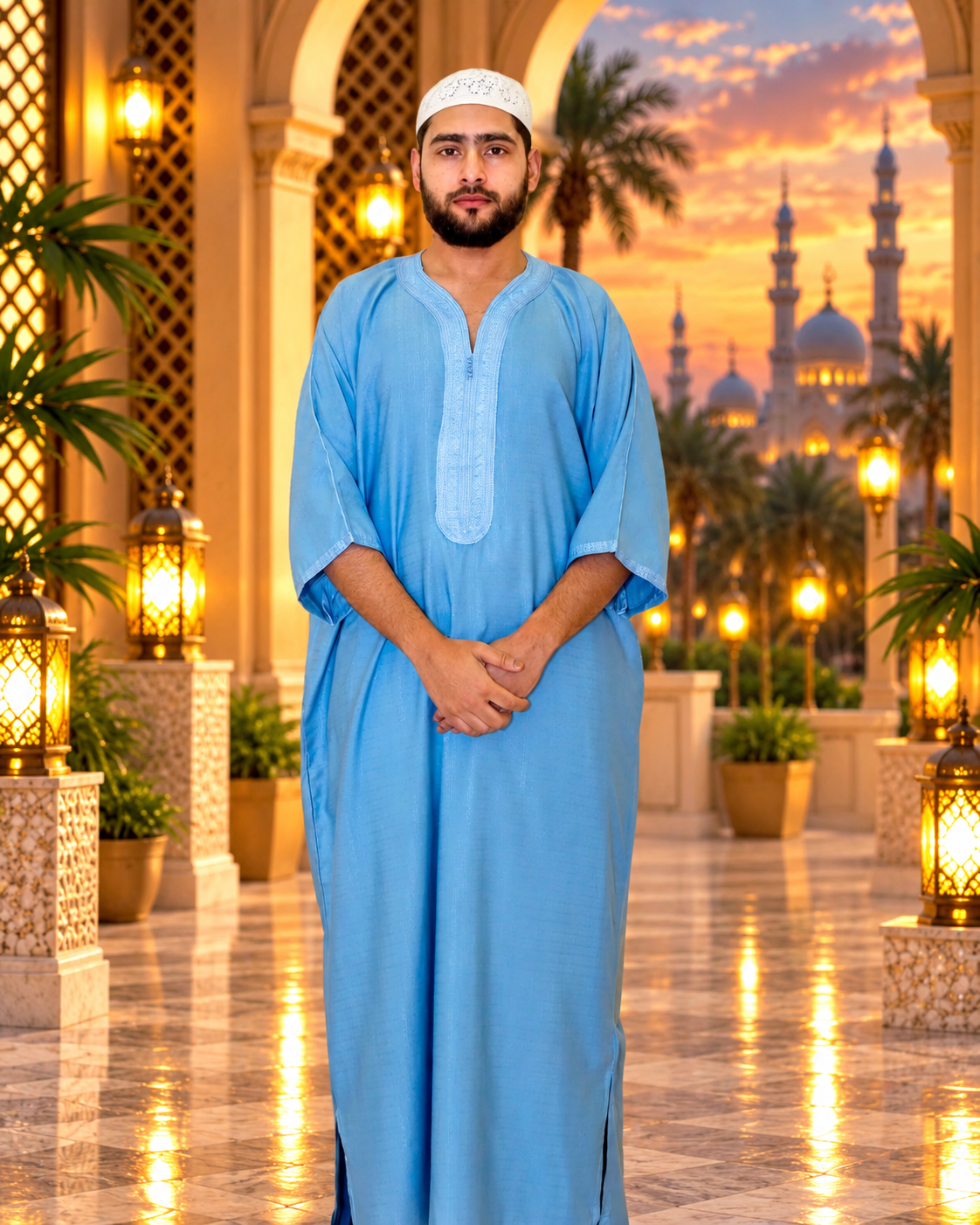 Baby Blue Moroccan Thobe