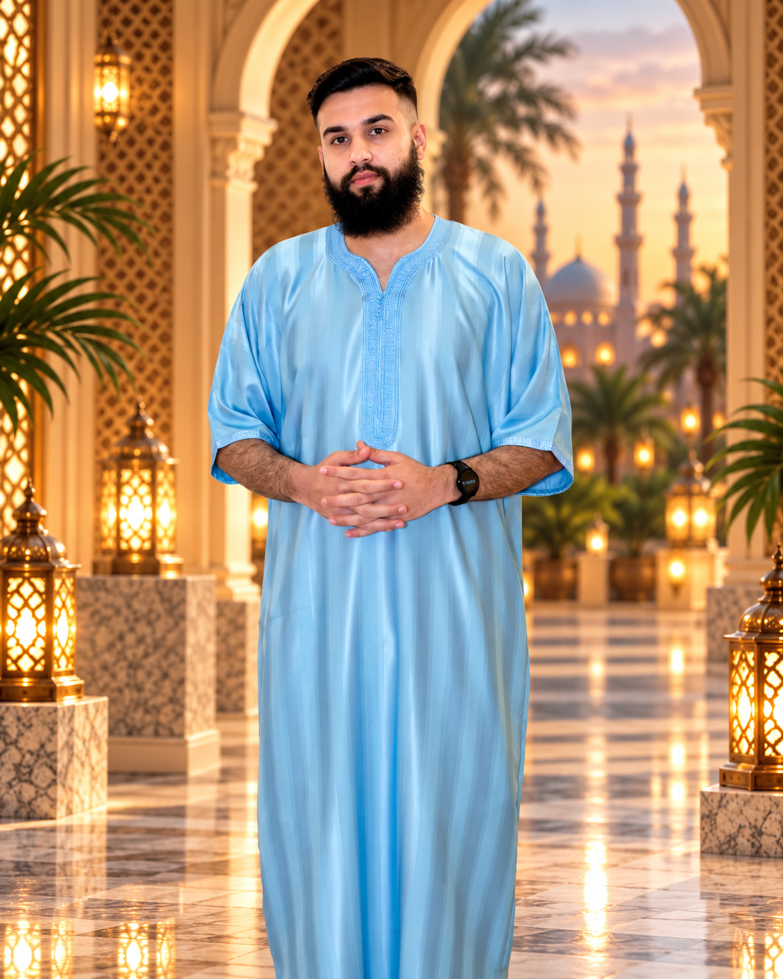 Baby Blue Moroccan Thobe